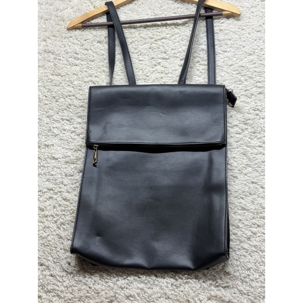 Summer & Rose Black vegan Leather Skinny Backpack laptop Great Condition